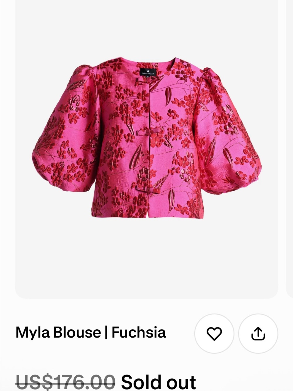 Myla Puff-Sleeve Blouse in Fuchsia